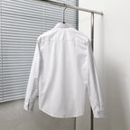 Dior long-sleeve button-front shirt, white, back view with yoke and seams