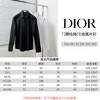 Dior long-sleeve shirts: black and white, front view; DIOR text and size chart