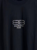 Long-sleeve crewneck shirt with rhinestone Balenciaga and PARIS logo detail