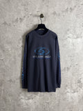 Balenciaga long-sleeve crewneck top in dark blue with large front logo print