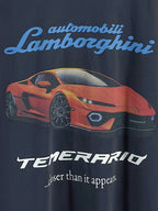 Navy long-sleeve T-shirt with Lamborghini car graphic and Ten Ferrari text