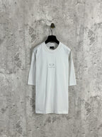 White Balenciaga crewneck T-shirt on hanger, short sleeves, front heart logo