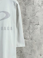 White Balenciaga T-shirt back sleeve area with heart graphic detail