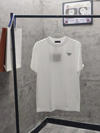 Prada short-sleeve T-shirt in white with small triangular chest logo