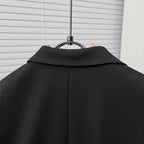 Black suit jacket neckline and back yoke with smooth collar shape