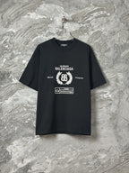 Black short-sleeve T-shirt with BALENCIAGA front logo print and crew neck