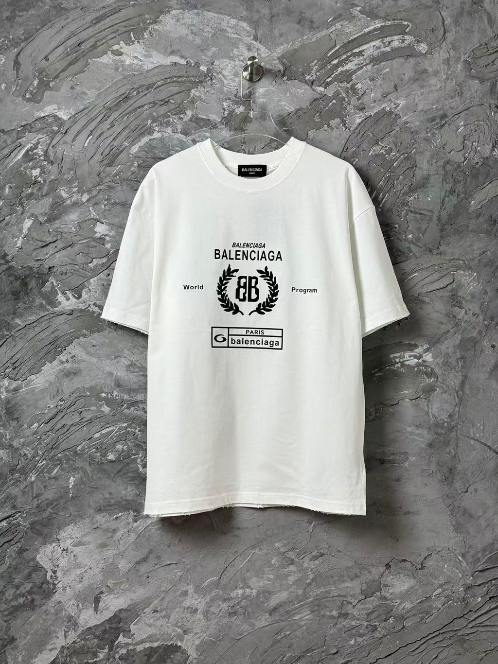 White Balenciaga short-sleeve T-shirt with front graphic and logo