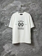 White Balenciaga short-sleeve T-shirt with front graphic and logo