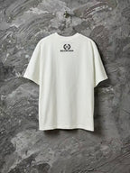 White Balenciaga short-sleeve T-shirt front view with centered logo print