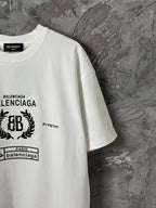 White Balenciaga short-sleeve T-shirt sleeve print with World and Program text