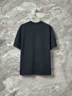 Black short-sleeve T-shirt, crew neck, plain back