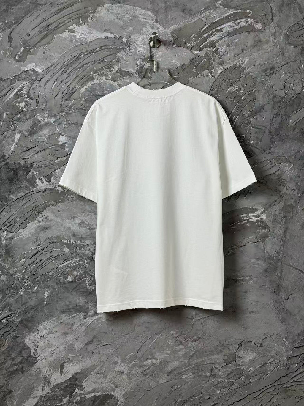 White crew-neck short-sleeve T-shirt, plain back view