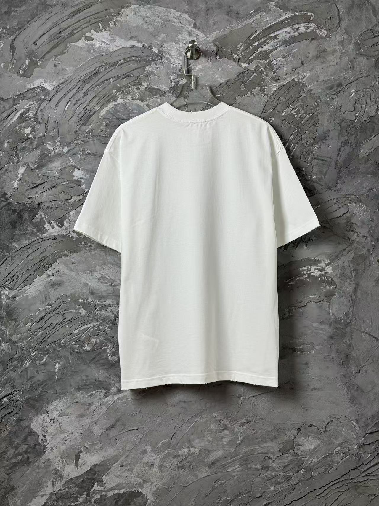 White crew-neck short-sleeve T-shirt, plain back view