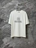Balenciaga white crew-neck short-sleeve T-shirt with CHANEL logo