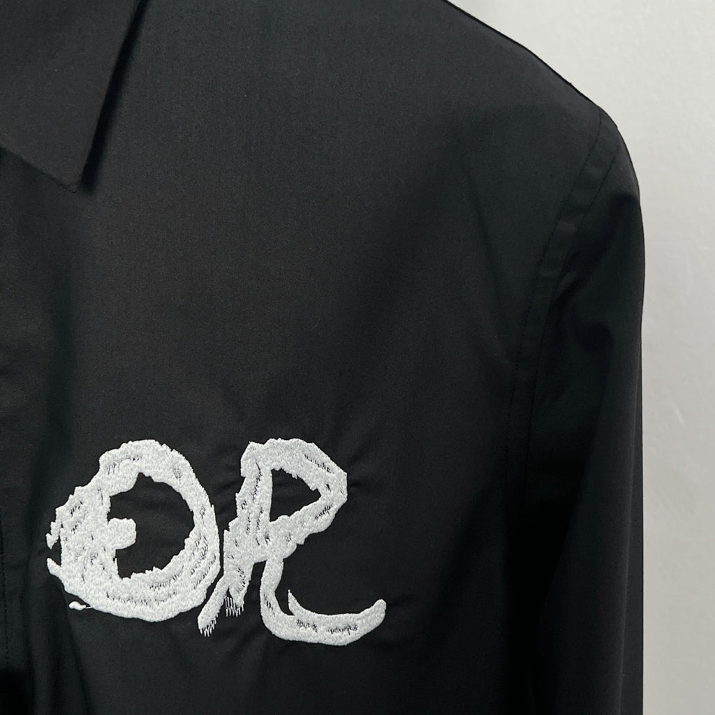 Dior long-sleeve shirt, black with embroidered white logo detail on the chest