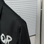 Dior long-sleeve shirt shoulder and sleeve, black with partial embroidered logo
