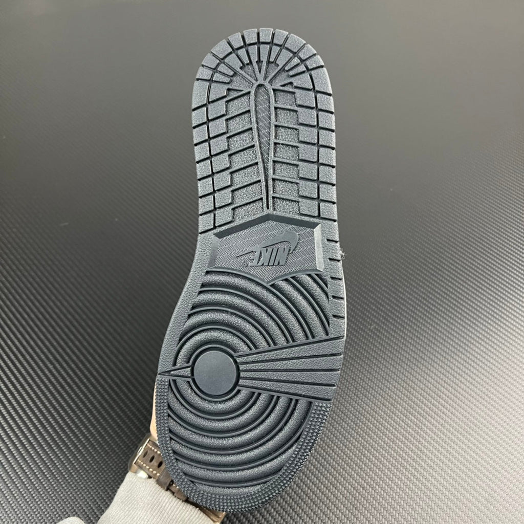 Air Jordan 1 Low outsole, grey rubber tread with circular herringbone pattern