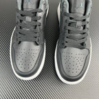 Air Jordan 1 Low sneakers, front laces and perforated toe in grey with teal accents