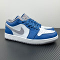 Air Jordan 1 Low sneakers in white and blue with gray Swoosh and blue laces