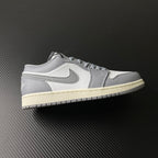 Low-top sneakers, white and light gray panels with lace-up closure