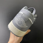 Low-top sneakers, light gray and white with Jordan Wings logo on heel tab