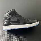 Mid-top sneakers, dark black leather with white midsole and side swoosh