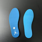 Blue insoles with Air Jordan logo and textured arch support
