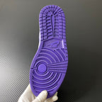 Air Jordan 1 Mid purple rubber outsole tread with pivot circle and traction grooves