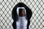 Mid-top sneaker heel with black lining, Air logo on purple-blue panel