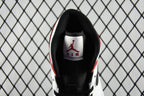 Sneaker heel and tongue view with black lining and red white accents