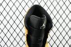 Air Jordan 1 Mid sneaker heel, black leather collar with Air and Jordan branding