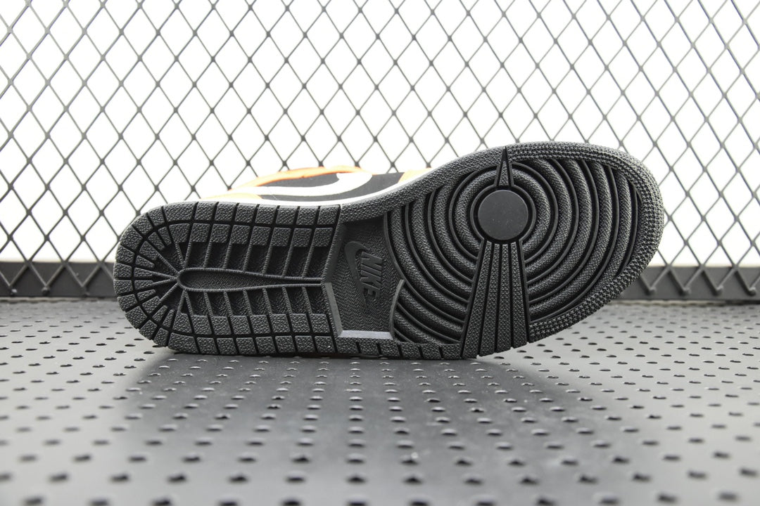 Shoe outsole with dark gray tread featuring circular pattern and segmented grooves