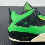 Neon green and black lace-up sneaker with visible air unit and white sole