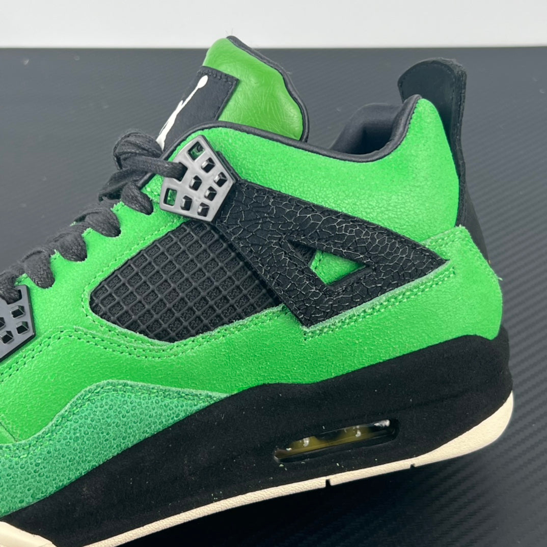 Neon green and black sneaker side profile with yellow accent and air unit