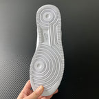 White sneaker outsole underside with circular traction patterns