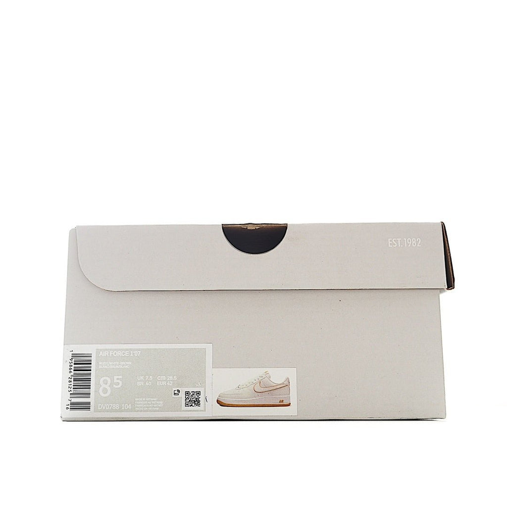 Shoe box for Nike Air Force 1, light gray with barcode and size label