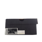 Black shoe box with size label and barcode