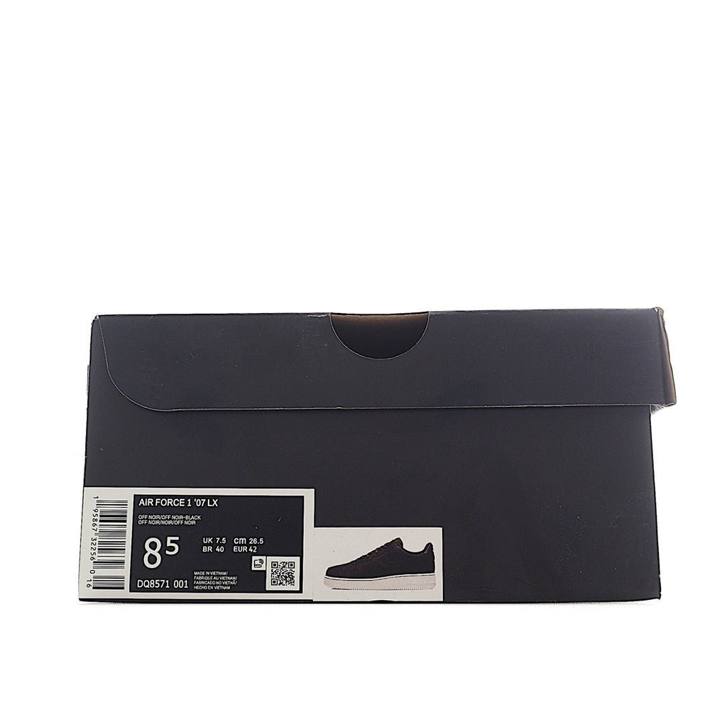 Nike Air Force 1 shoebox, dark navy with size label and side photo window