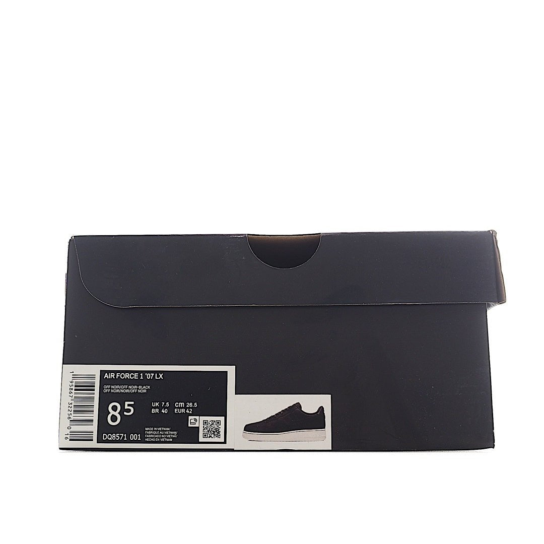 Nike Air Force 1 shoebox, dark navy with size label and side photo window