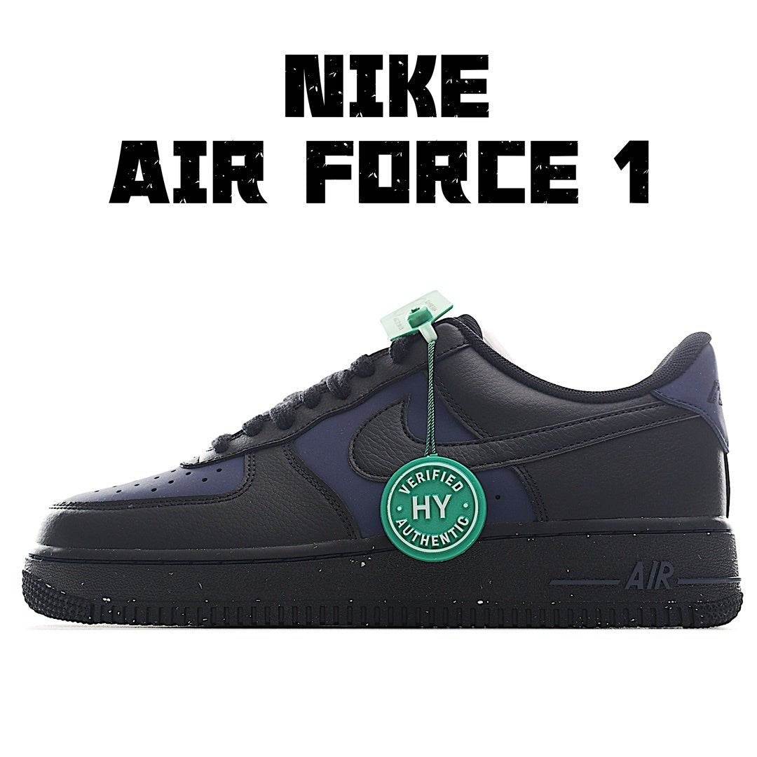 Nike Air Force 1 low-top sneakers, dark navy with black swoosh and lace-up