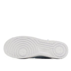 White Nike Air Force 1 outsole view with tread and circular heel detail