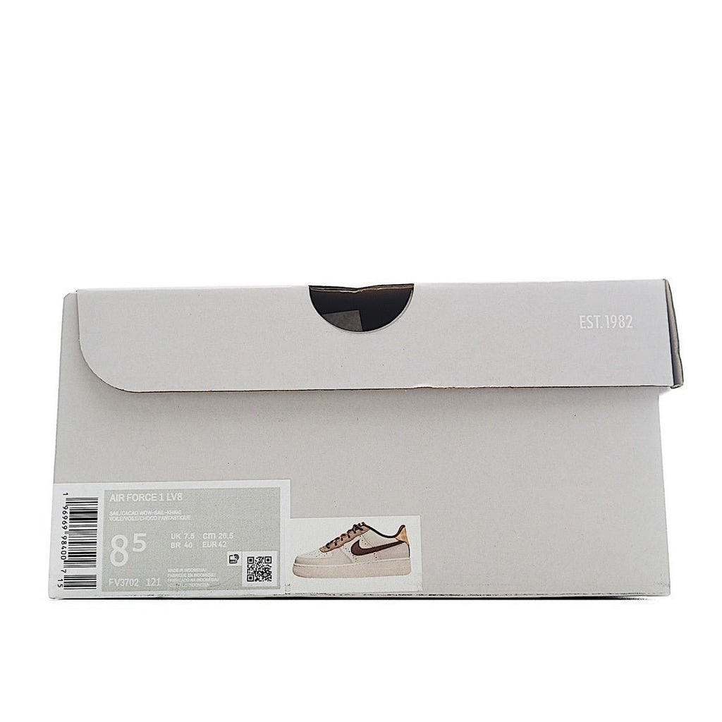 Nike Air Force 1 shoebox with size label and EST. 1982 print