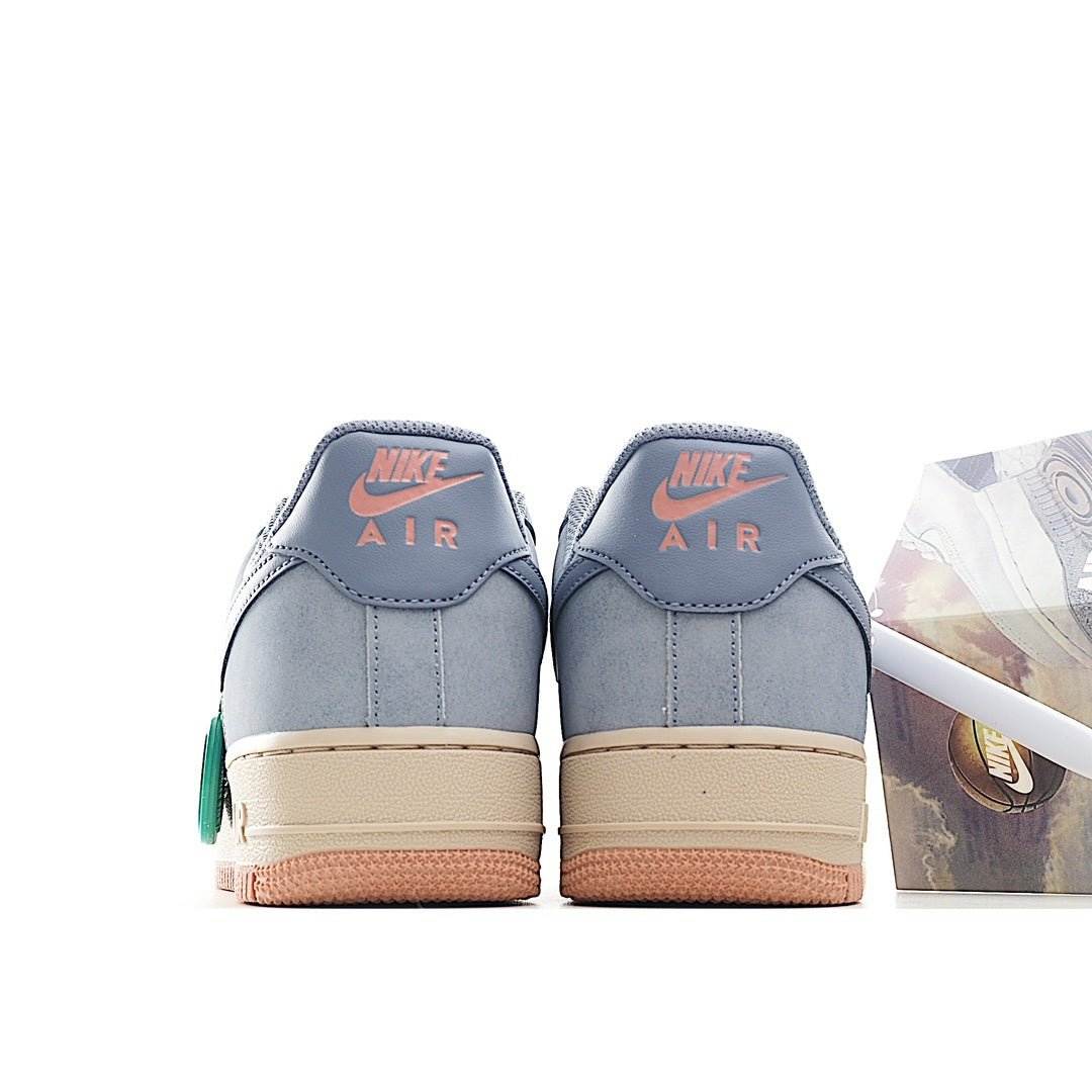 Nike Air Force 1 low-top sneakers, back view with Nike Air heel logos and gum soles