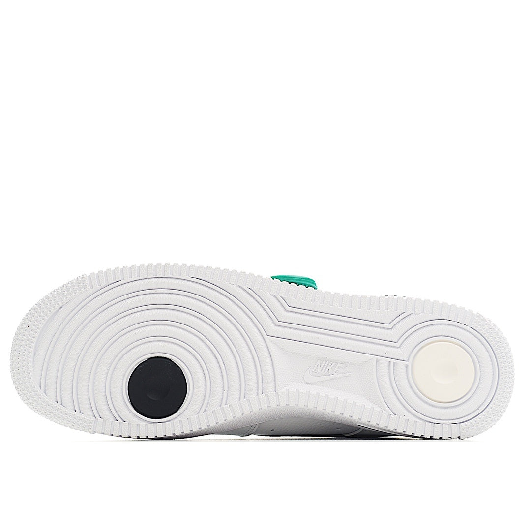 White rubber outsole with circular traction pattern and central Air logo