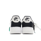 Nike Air Force 1 low-top heels, black/navy with white panels and Nike Air branding
