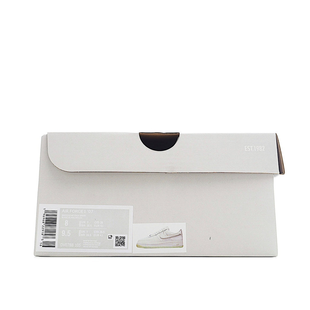 Air Force 1 shoebox with printed labels and EST 1982 mark