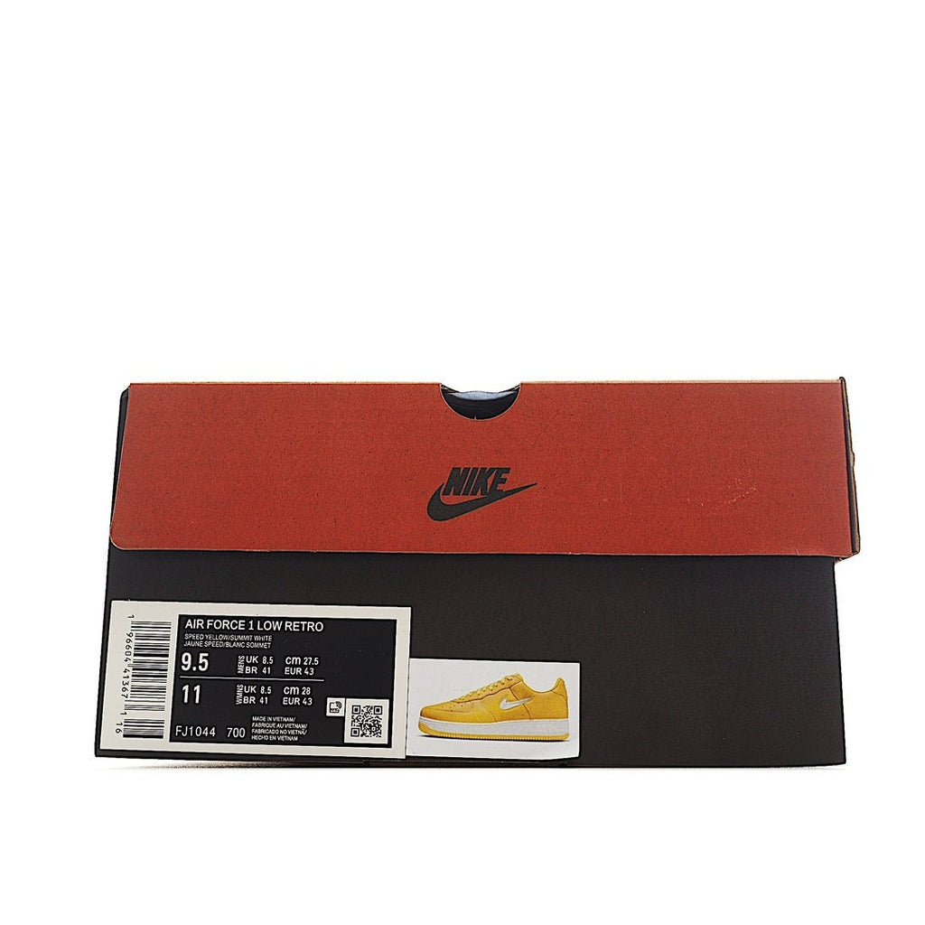 Nike Air Force 1 shoe box with red top and black sides