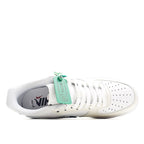 Nike Air Force 1 low-top sneakers, white leather with blue sole and lace-up front