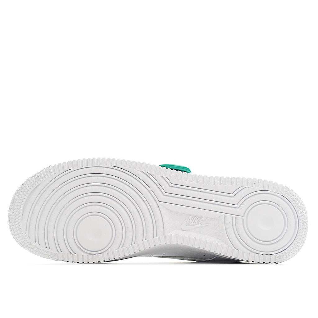 White Air Force 1 sneaker outsole with circular tread pattern and grooves