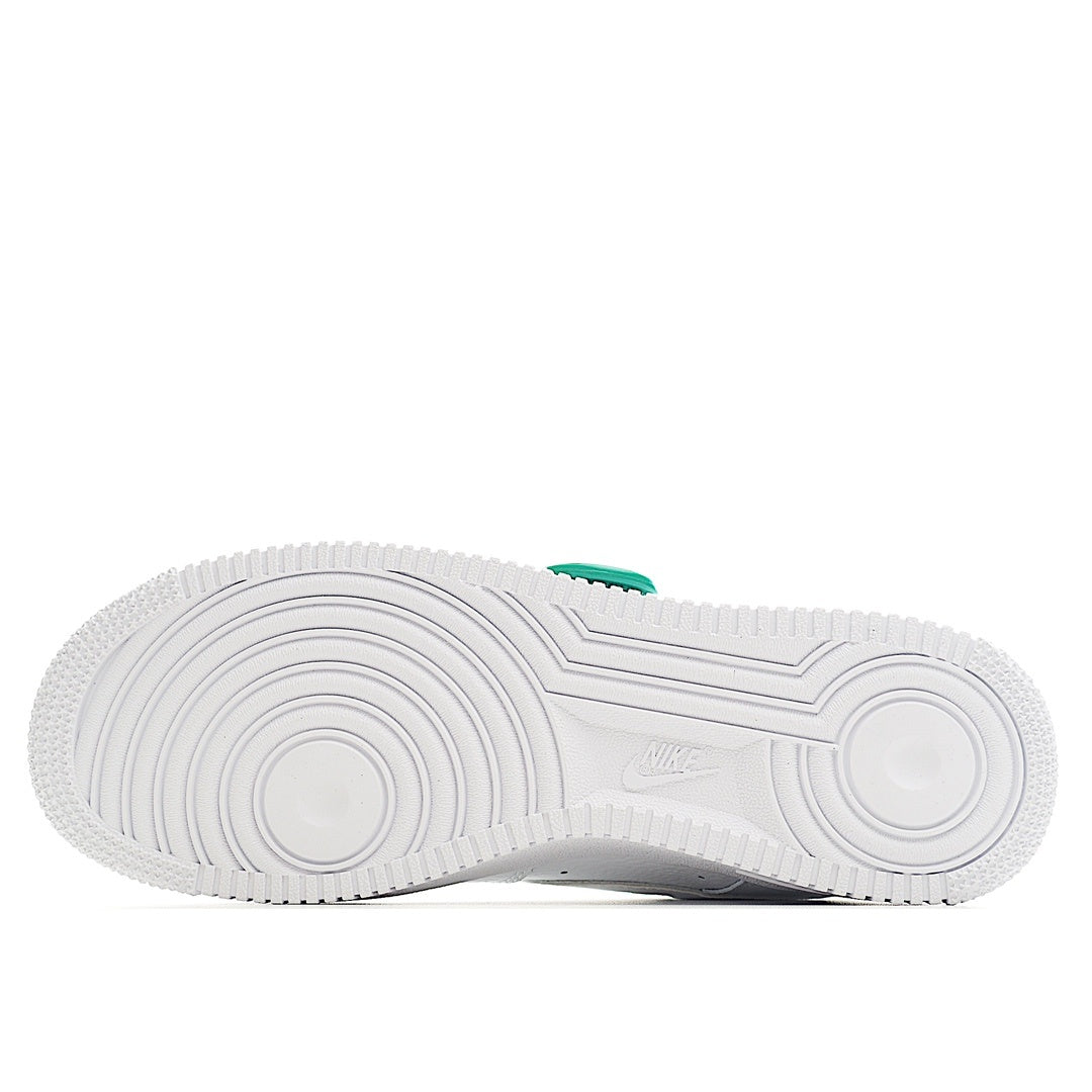 White Air Force 1 sneaker outsole with circular tread pattern and grooves